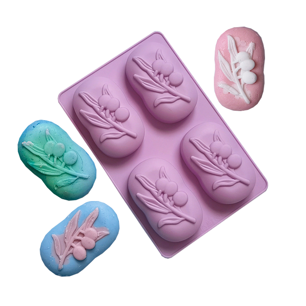 Soap Making Home - 4 ฟันผุรูปไข่ Olive Tree ซิลิโคนสบู่แม่พิมพ์ DIY