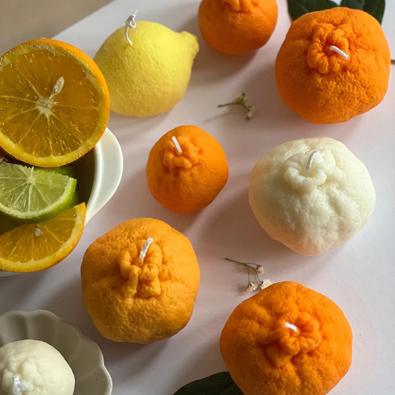 Soap Making Gel - แม่พิมพ์เทียนรูปผลไม้สีส้ม DIY แม่พิมพ์ตกแต่งเค้กสตรอว์เบอร์รี แม่พิมพ์เทียนหอมกลิ่นเลมอน 3 มิติ