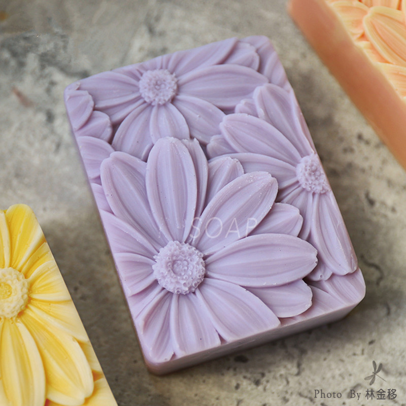 Soap Making Store - ใหม่ล่าสุด!! !3d Elegant Sunflower สบู่แม่พิมพ์สี่เหลี่ยมผืนผ้าซิลิโคนสบู่ทําแม่พิมพ์ DIY