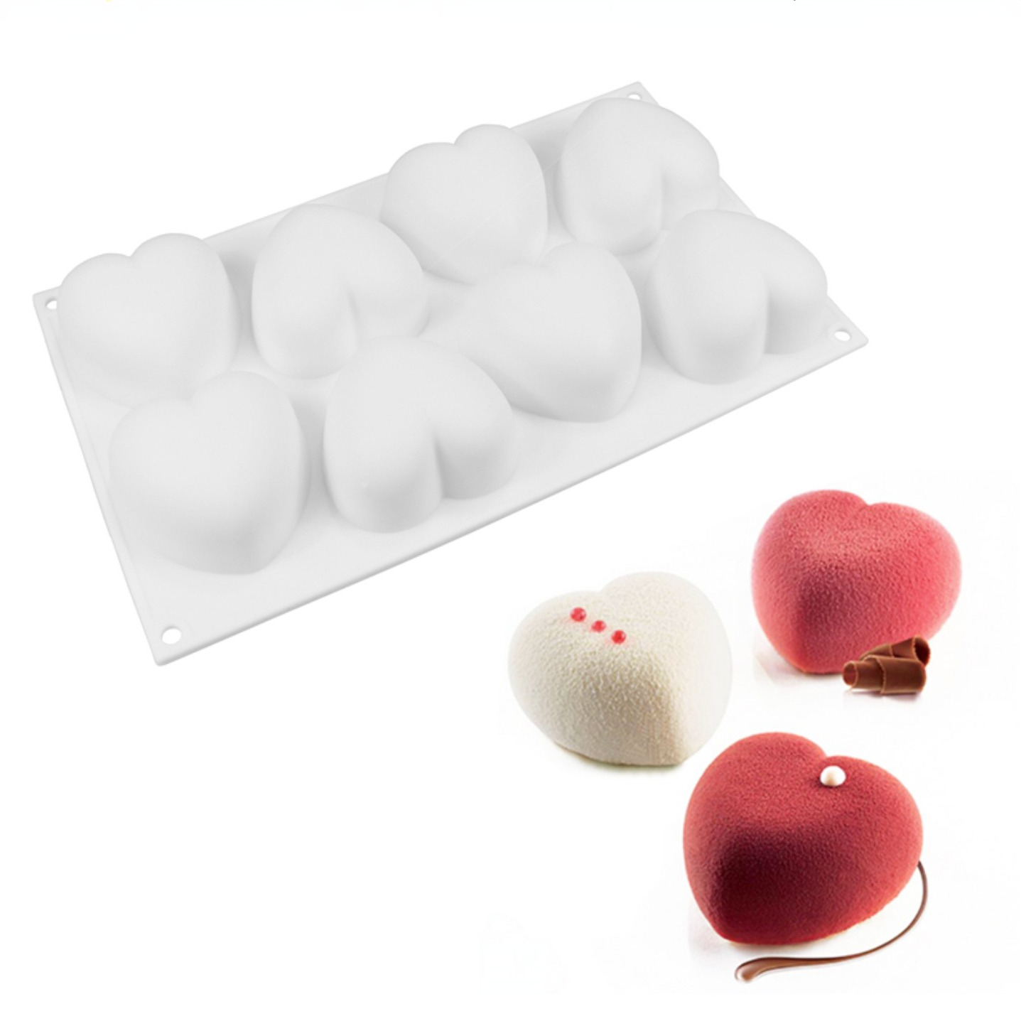 Soap Making Store - Love Heart ซิลิโคนสบู่แม่พิมพ์เทียนทําด้วยมือชุด DIY ช็อกโกแลตน้ําแข็งสบู่พลาสเตอร์เรซิ่นเค้กตกแต่งเบเกอรี่เครื่องมือ