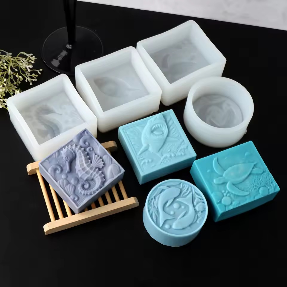 Soap Making Home - แม่พิมพ์สบู่ซิลิโคนรูปม้าน้ำ 3 มิติ DIY แม่พิมพ์เทียนรูปเต่าทะเล ฉลาม