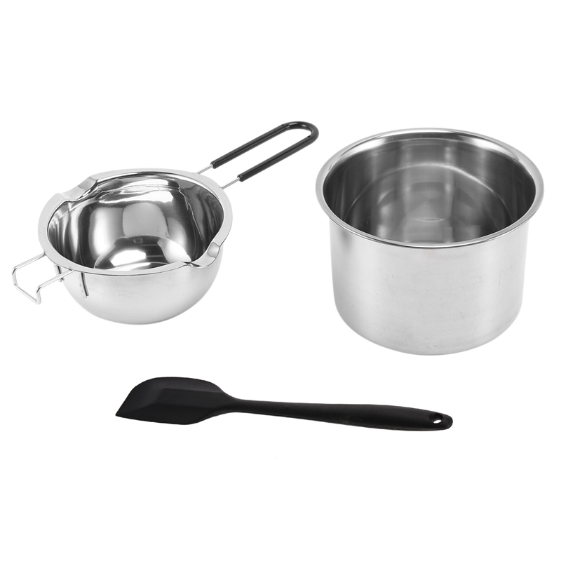 Soap Making Double Boiler - ชุดหม้อไอน้ำสองชั้น2X หม้อหลอมสแตนเลสพร้อมไม้พายซิลิโคนสำหรับละลายช็อคโกแลตสบู่ขี้ผึ้งทำเทียน
