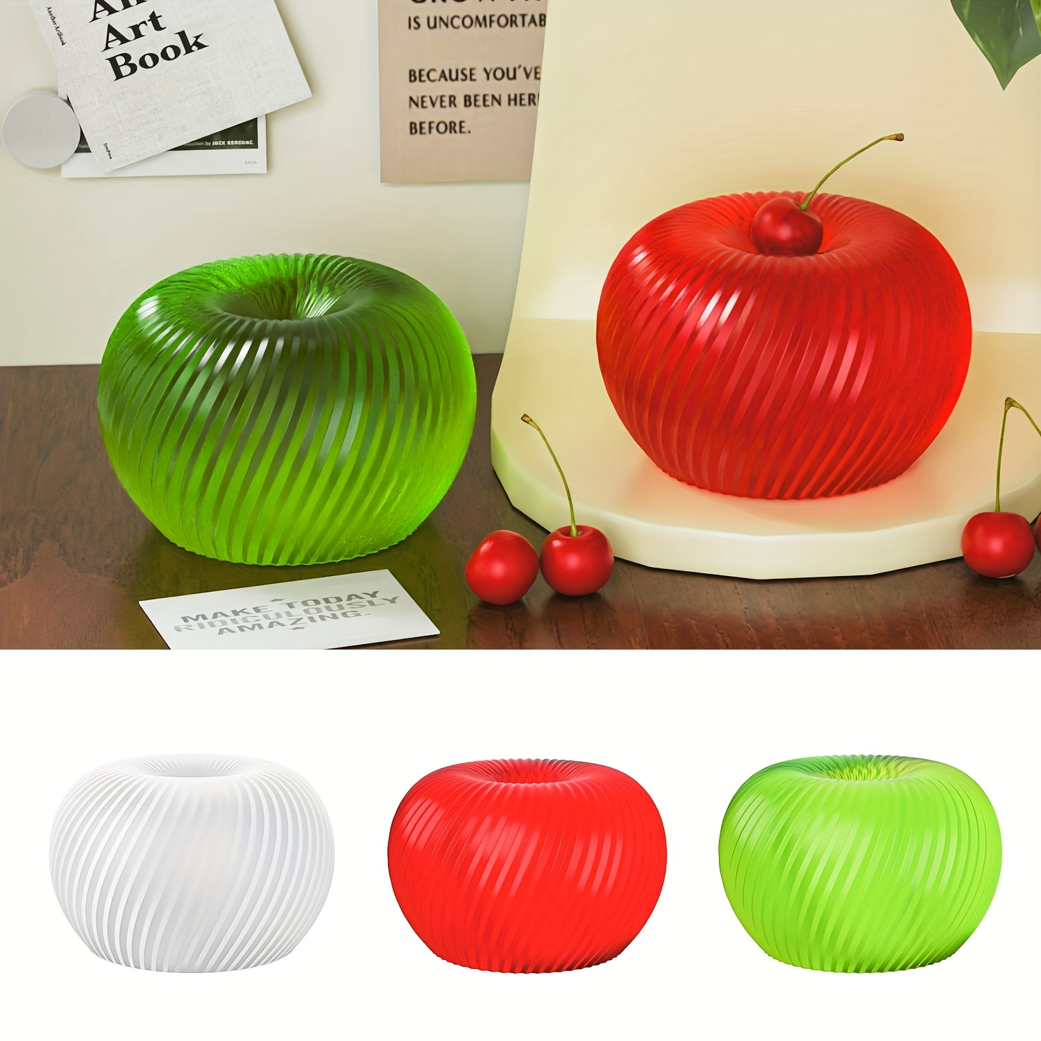 Soap Making Store - แม่พิมพ์ซิลิโคนรูปแอปเปิ้ลสีแดงสุดอินเทรนด์ เหมาะสำหรับทำสบู่ เทียน และงานปั้นดินปูน ทำความสะอาดง่าย