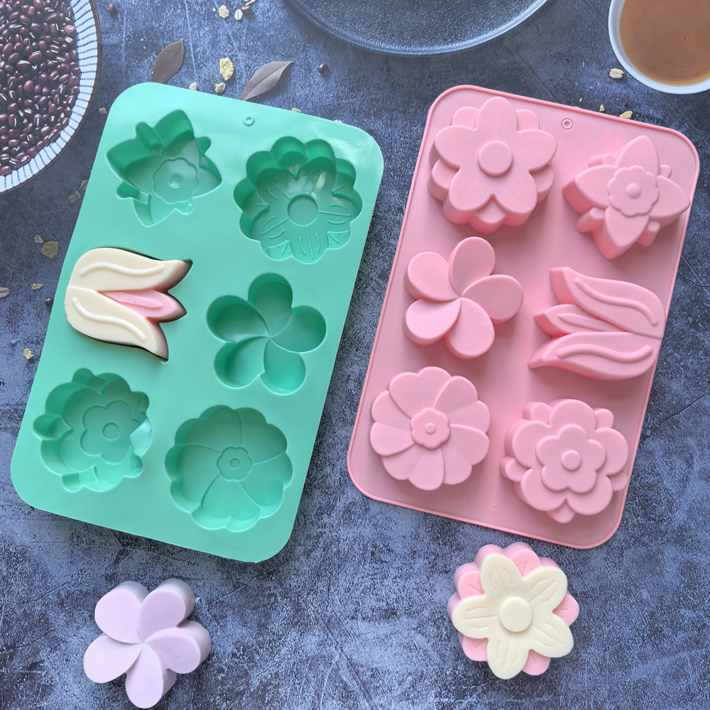 Soap Making Store - แม่พิมพ์ซิลิโคนรูปดอกไม้ แม่พิมพ์อบขนมรูปดอกไม้หลากหลายแบบ เหมาะสำหรับทำสบู่ เทียน เค้ก และช็อกโกแลต